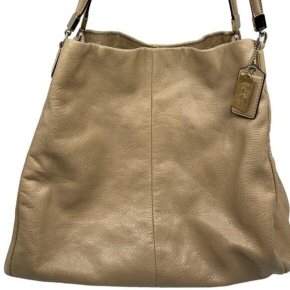 Coach Large Edie Tan Leather Shoulder Bag - Picture 1 of 13